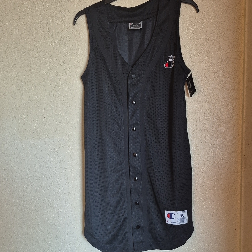 Champion Black Button-Up Jersey Dress